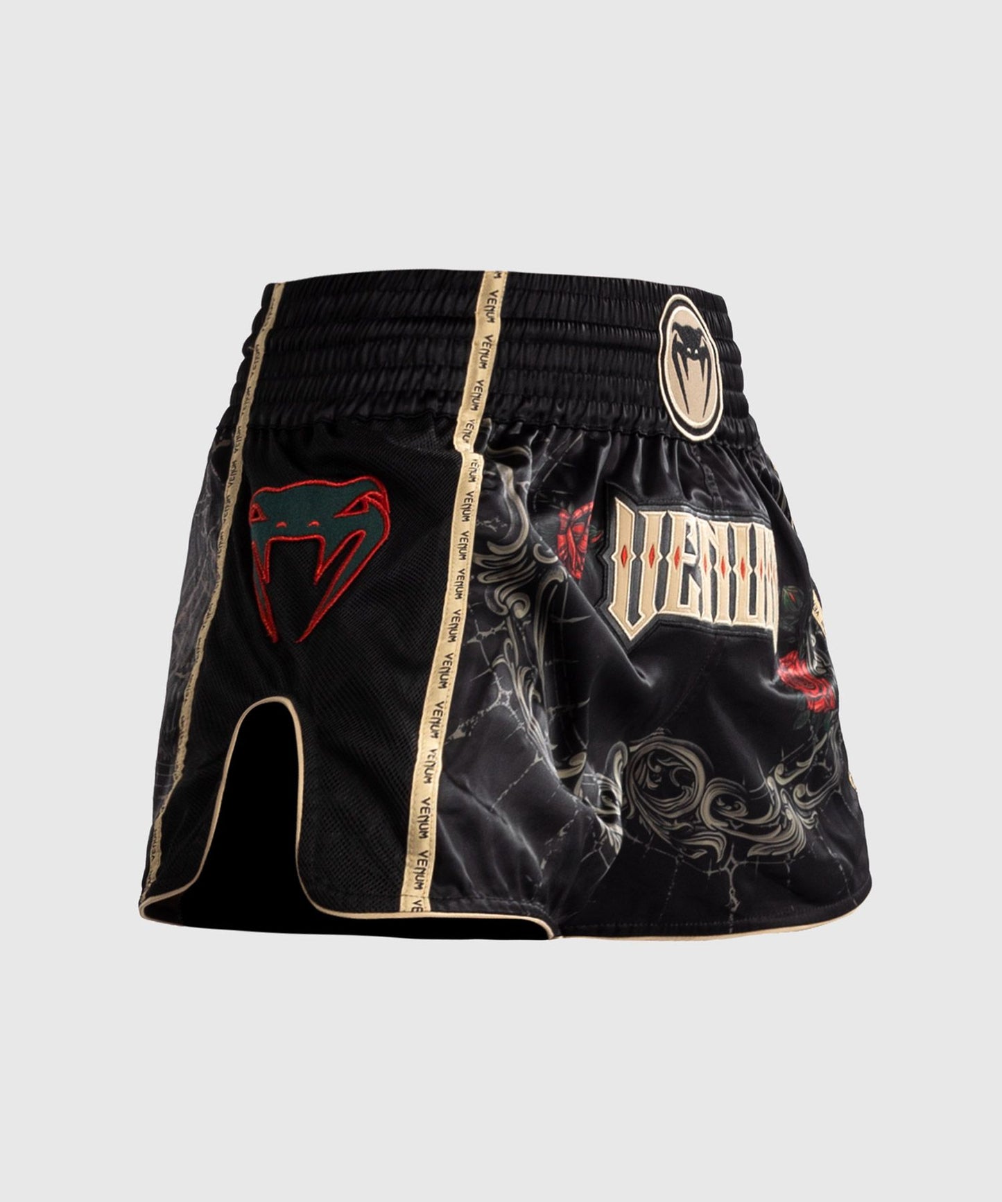VENUM SANTA MUERTE 5.0 MUAY THAI SHORTS - DEEP BLACK/GOLD