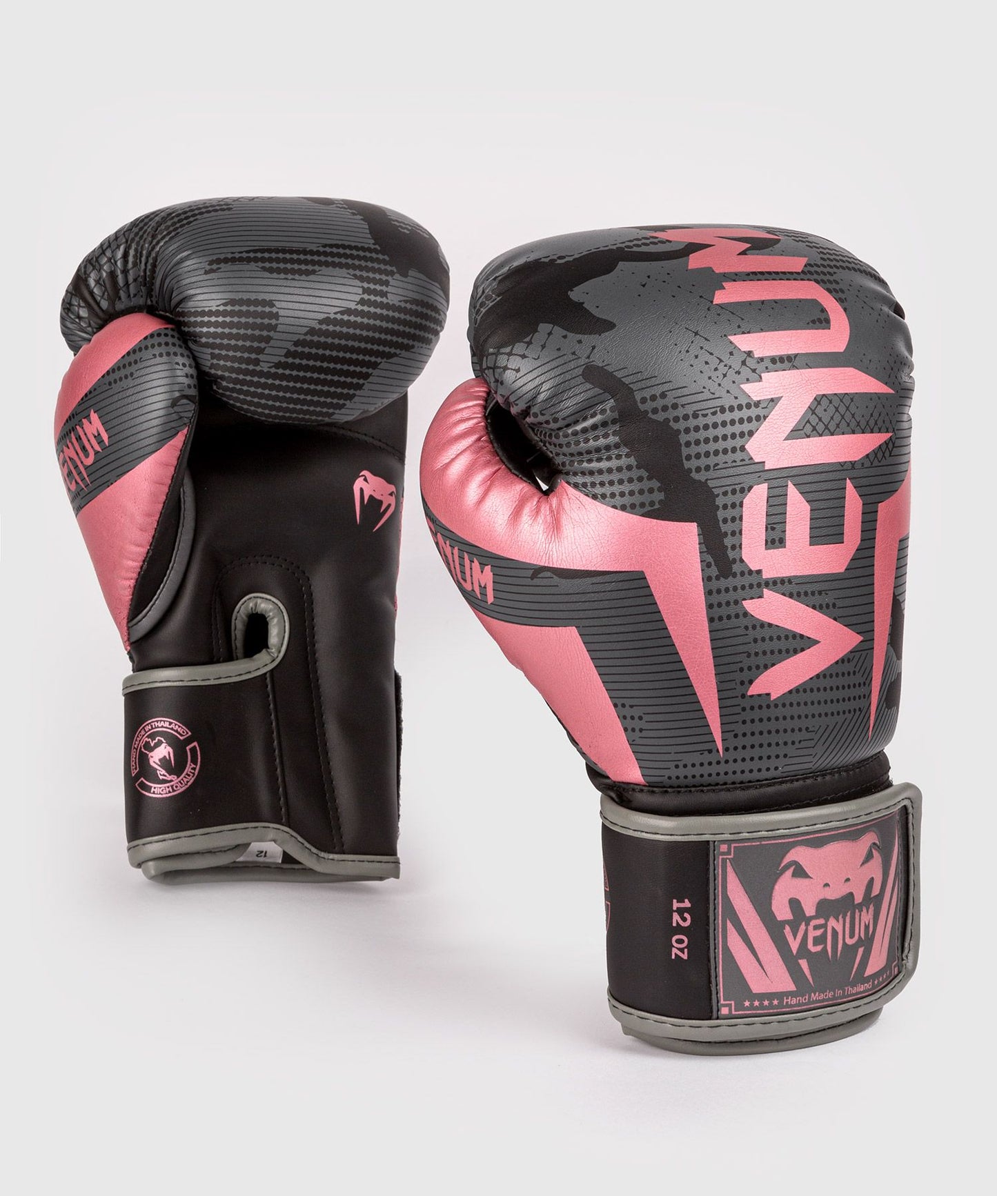 VENUM ELITE BOXING GLOVES - BLACK/PINK GOLD