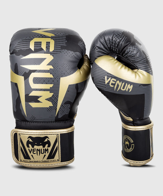 Venum Elite Boxing Gloves - Dark camo/Gold