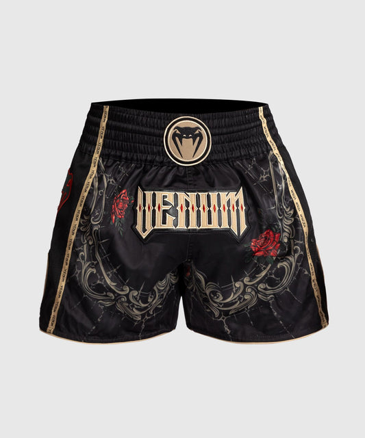 VENUM SANTA MUERTE 5.0 MUAY THAI SHORTS - DEEP BLACK/GOLD