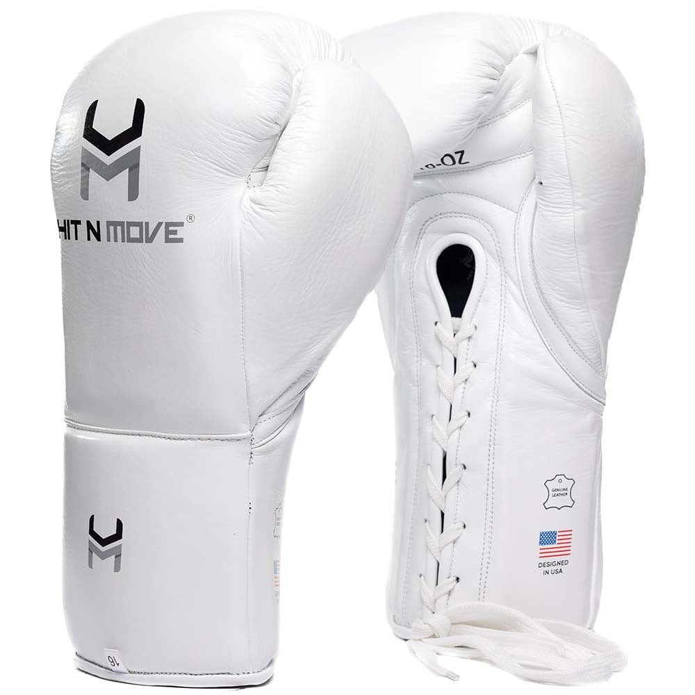 Hit N Move - Horse Hair Boxing Gloves SUVARI - White (Lace Up)