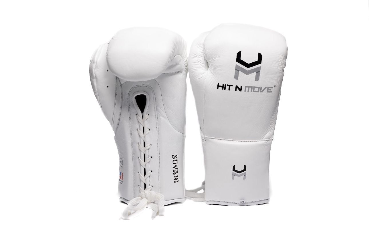 Hit N Move - Horse Hair Boxing Gloves SUVARI - White (Lace Up)